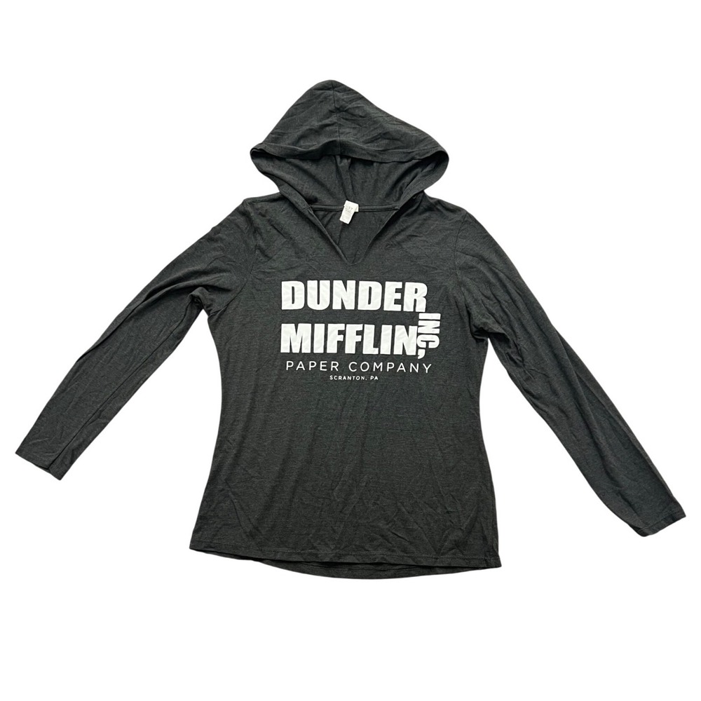 District Dunder Mifflin Hoodie Mens Medium Gray The Office TV Show Graphic Tee